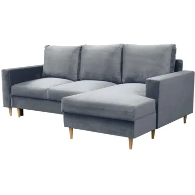 Produktbild von Ecksofa DAVE L-Form 230 cm, Hellblau, Sofa mit Schlaffunktion, Bettkasten, Ottomane rechts