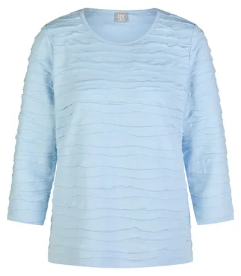 Produktbild von RABE Damen T-Shirt Hellblau Gr. 36, 3/4-Ärmel, Rundhals, tailliert, Wellenstruktur