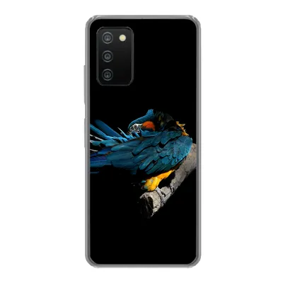 Produktbild von MuchoWow® Handyhülle Schutzhülle Hülle für Samsung Galaxy A03s Vogel - Federn - Zweig - Schwarz Silikon Softcase Handy Hülle - Schutz