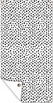 Produktbild von MuchoWow® 30x60 cm Outdoor-Poster Gartendeko Sichtschutz Garten Poster für den Garten  Polka dots - Schwarz - Weiß