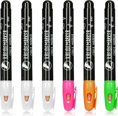 Produktbild von com-four® 6x Kreidestift für Tafel und Fenster - Kreidemarker zum Beschriften und Verzieren - Fenstermalkreide in 4 Farben
