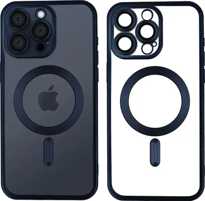 Produktbild von Wörleonline Handyhülle für iPhone 15 Pro Hülle mit Kameraschutz Titan-Farbton kompatibel mit MagSafe Case Cover Farbe: Titan Blau