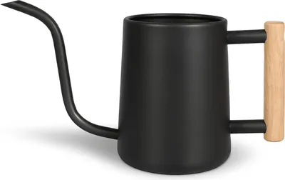 Produktbild von Gießkanne für Zimmerpflanzen, 35 oz/1000 ml Metall-Edelstahltopf mit langem Ausguss für Zimmerpflanzen, Bonsai, Garten, Blumen, dekorativ (schwarz)