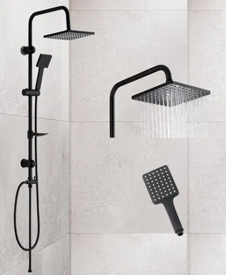 Produktbild von Schwarzes Duschsystem Set mit Kopf- & Handbrause
