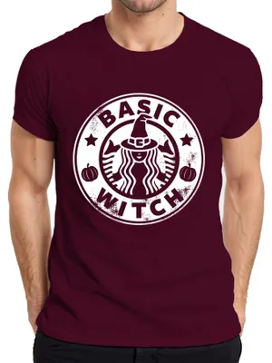 Produktbild von BASIC WITCH Halloween Hexe Kürbis Geschenk Damen Lustig Coole Herren T-Shirt, Burgundy, S