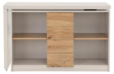 Produktbild von Ausziehbarer Schreibtisch mit 360°-Drehtischplatte - MDF - Beige und Natur PAVELO