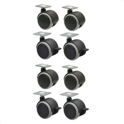 Produktbild von WAGNER Möbelrollen 8tlg. Set SOFT - Ø 40 mm, Anschraubplatte 42 x 42 cm, 4 mit Bremse, Tragkraft je 30 kg - 02072488