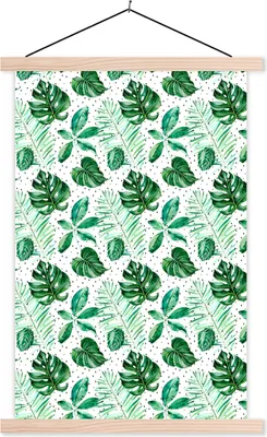 Produktbild von MuchoWow® Textilposter Vintage - Blatt - Pflanzen 60x90 cm mit holzfarbenen Rahmen - Textil