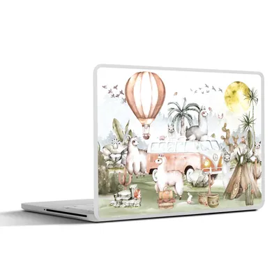 Produktbild von MuchoWow® Laptop Aufkleber Sticker Cover Alpaka - Tiere - Kinder - Heißluftballon - Kinder 31x22.5 cm - Laptop-Deko