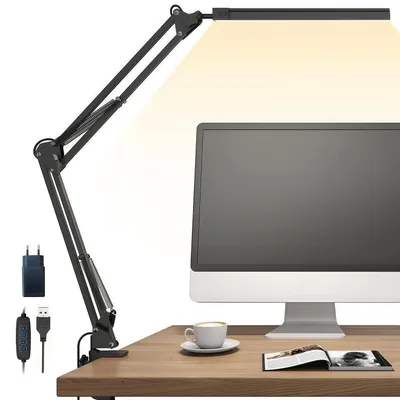 Produktbild von Minicee LED Schreibtischlampe mit Klemmfuß, dimmbar, 3 Lichtfarben, schwarz
