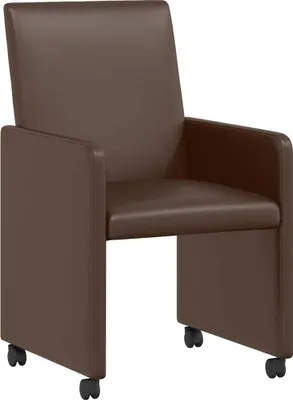 Image de vidaXL Chaise de salle à manger avec roulettes 2 pcs Marron 57 x 66 x 94 cm