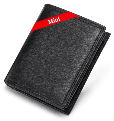 Produktbild von FOMAX Mini Herren Geldbörse aus echtem Leder mit RFID Schutz, 11 Kartenfächer, Klein & Kompakt, Hochformat, Schwarz