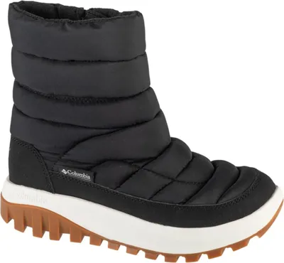 A single black Columbia boot is shown against a white background.