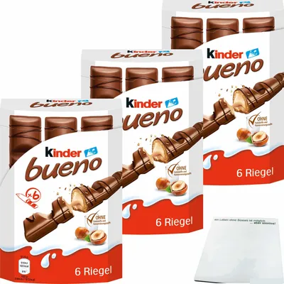 Produktbild von Kinder Bueno 6Stk 3er Pack (3x129g Packung) + usy Block