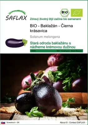Obrázok produktu pre SAFLAX - BIO - Baklažán - Čierna krásavica - Solanum melongena - 25 Semená
