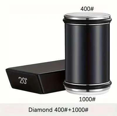 Immagine prodotto di Affilacoltelli portatile, Affilacoltelli, Disco diamantato, Sistema di affilatura per coltelli da cucina, Angoli di affilatura di 15° e 20°, Nero