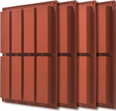 Produktbild von ionEgg Große rechteckige Müsliriegel-Silikonform - 8 Vertiefungen für Energie- oder Getreideriegel, Butterstangenform, 4 Stück