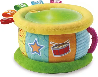 Image de Bébé : Tambour lumineux en peluche 25 x 11 cm jaune/vert