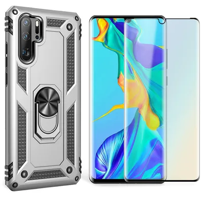 Immagine prodotto di NALIA Anello custodia del telefono cellulare per Huawei P30 Pro, custodia cover display protezione vetro argento