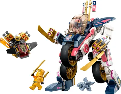 Produktbild von LEGO 71792 NINJAGO Soras transformierender Mech-Bike-Renner, 2in1 Set mit transformierender Mech-Actionfigur, Motorrad-Spielzeug Set mit 3 Minifiguren für Kinder, Jungen und Mädchen