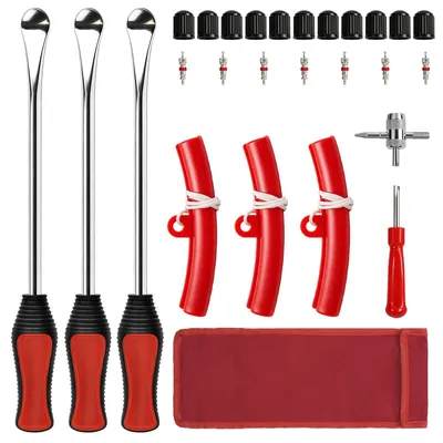 Imagen del producto de Juego de palancas para neumáticos, de 27 piezas, incluye 3 palancas de 30 cm y herramientas para el cambio de neumáticos