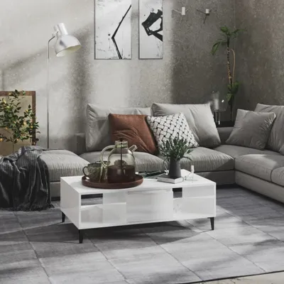 Obrázok produktu pre vidaXL Konferenčný stolík vysoký lesk biely 103,5x60x35 cm Drevo Materiál