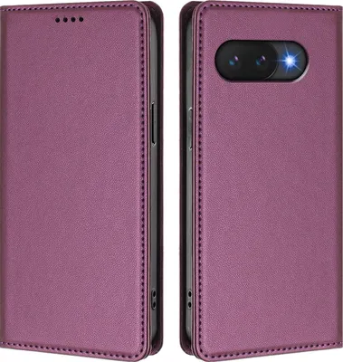 Obrázek produktu pro Kožené pouzdro pro Google Pixel 9A, magnetické flipové pouzdro zPolyuretankůže se stojánkem Fialová