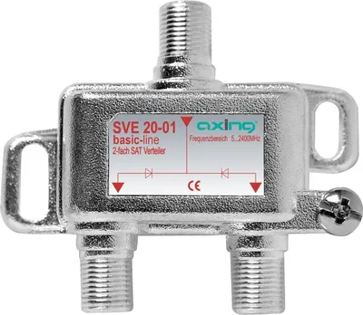 Obrázek produktu pro Axing SVE02001, Rozbočovač, 75 ohm, 5 - 2400 MHz, Stříbrná, 1 kusů, 1x F-type