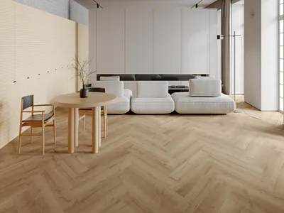 Produktbild von BASICfloor | 1,80 m² | Braun 6mm Vinylboden Herringbone Eiche, Klickvinyl Bodenbelag, Nutzungsklasse 23 32, Trittschalldaemmung, Feuchtraumgeeignet, Fussbodenheizung
