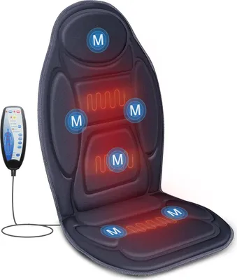 Image de Snailax Coussin de siège de massage Chaleur Vibration Dos Coussin pour la nuque