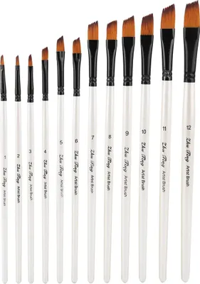 Produktbild von 12pcs Zeichnung Pinselstift Set Kunst Gouache Wasserfarbe Ölmalerei Werkzeuge (02)
