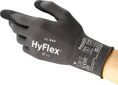 Productafbeelding van Ansell HyFlex 11-840 professionele werkhandschoenen, antislip nitrilcoating, industriële beschermhandschoenen voor mechanica, werkplaats en assemblage, wasbaar, zwart, maat M (5 paar) – maat 8