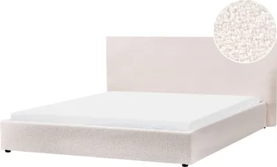 Produktbild von BELIANI Wasserbett Cremeweiß Bouclé Stoff 180 x 200 cm Hohes Kopfteil Samtbett für Schlafzimmer