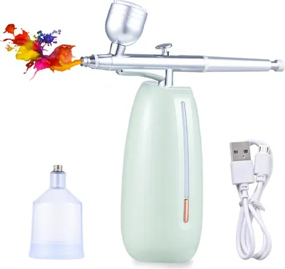 Produktbild von Tragbare Airbrush mit Kompressor, tragbarer kabelloser Airbrush-Stift, Dual-Action, 2-stufig einstellbarer Druck, integrierter Akku zum Malen von Modellen, Faerben, Nagelkunst, Make-up, Kuchendekoration