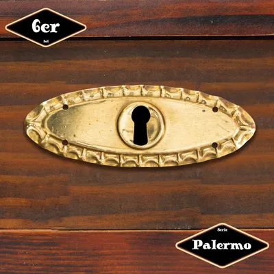 Produktbild von Schlüsselplatte,Serie "Palermo",6er Pack | Eisen in Messing gl.| H3,4xB9,7cm