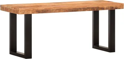 Zdjęcie produktu dla Ławka, 110 cm, lite, surowe drewno mango i stal