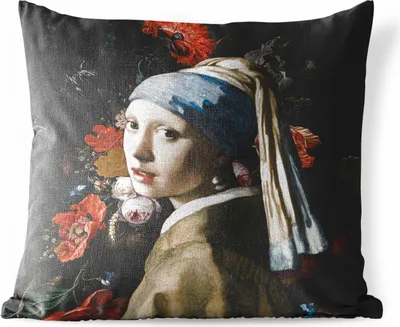 Produktbild von MuchoWow® Outdoor Kissen - Das Mädchen mit dem Perlenohrring - Vermeer - Kunst - 50x50 cm - Wetterfest - Lounge Kissen - Komfortabel - Kissen mit Bild