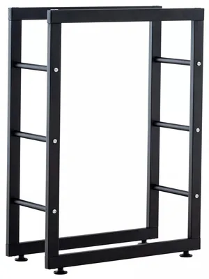 Produktbild von In And OutdoorMatch Kaminholzregal aus Stahl Mose - Mattschwarz - Für drinnen und draußen - 25x100x150cm - Holzlager aus Stahl