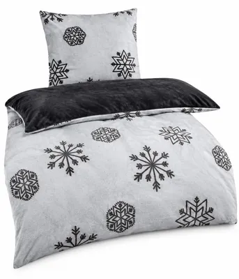 Produktbild von Bettwäsche Cashmere Touch Grau 2 teilig kuschlig weich 135x200 80x80 cm Reißverschluss