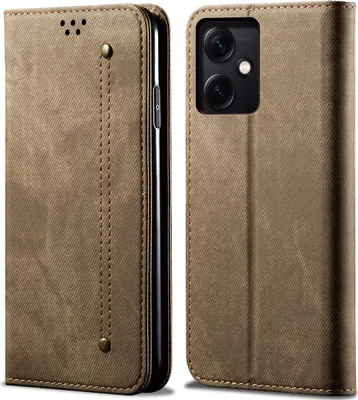 Produktbild von Redmi Note 12 Hülle, Leder Brieftasche Flip Bookstyle Schutzhülle mit Standfunktion für Xiaomi Redmi Note 12 Khaki