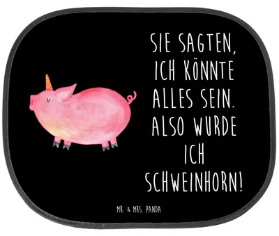 Produktbild von Mr. & Mrs. Panda auto hitzeschutz Einhorn Schwein - Schwarz - Geschenk, Unicorn, Sonnenschutz, Bauer, Einhörner, Spruch, Autosonnenschutz, Sonnenblende, für