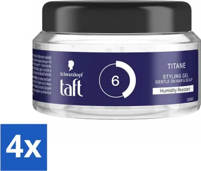 Imagen del producto de Taft - Titane 6 - Gel de peinado - Fijación fuerte - 250 ml - Paquete económico - 4 unidades