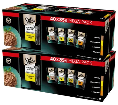 Zdjęcie produktu dla Sheba Delicacy Drobiowe Smaki Saszetki 80x85g Mokra Karma Pełnoporcjowa Dla Kota W Galaretce