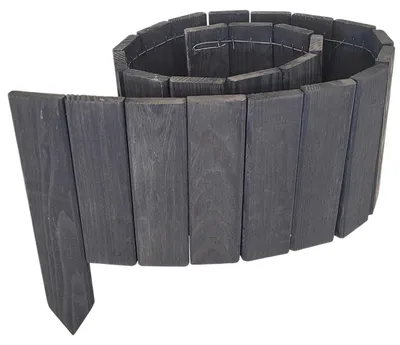 Obrázek produktu pro Dřevěný zahradní plot, 5 ks, 110 × 20 × 10 cm – antracitové obrubníky na záhony, 550 cm