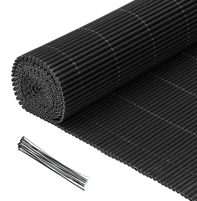 Obrázek produktu pro Ikodm 80 x 400 cm PVC rohož na ochranu soukromí, bambusová rohož, zahradní plot na ochranu soukromí, balkonový plot, větrolam, obložení balkonu, šedá