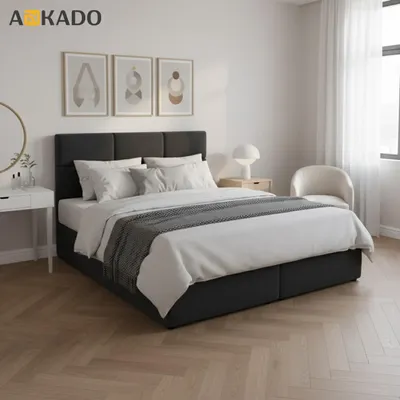 A bedroom scene featuring a bed.