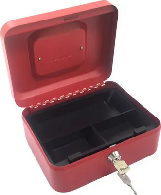 Produktbild von 1x Geldkassette aus robustem Stahl mit herausnehmbaren Münzfächern 200 mm rot