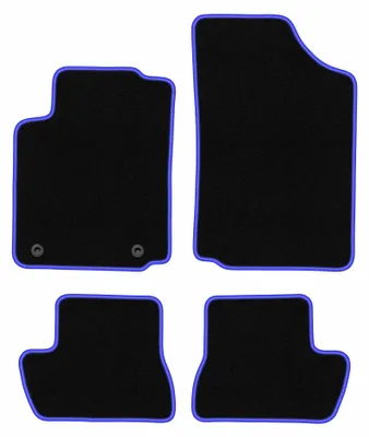 Obrázok produktu pre Velúrové autokoberce pre: Citroen C2 2003-2009 (hatchback) – sada 4 ks, čierno-modré, na mieru – Wielganizator CARLUX