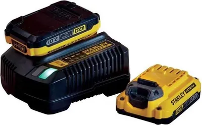 Image de Batteries Stanley FATMAX V20, 18V 2Ah, Chargeur 2A, Pack 2, SFMCB12D2-QW, Compatible Stanley FATMAX V20