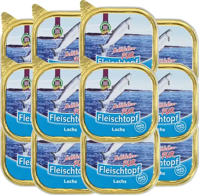 Produktbild von 12x200g Schecker DOGREFORM Fleischtopf Schälchen PUR Lachs 100%Lachs Hundefutter